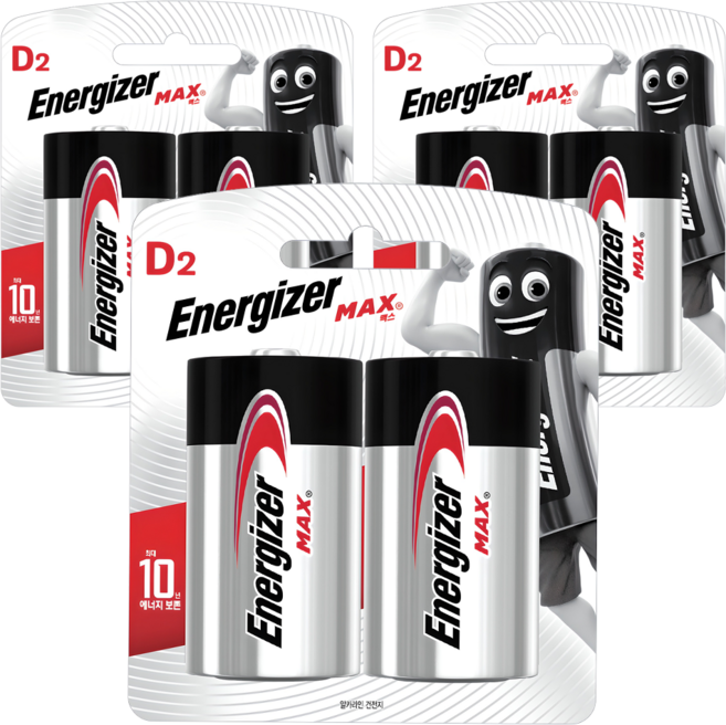 에너자이저 알카라인 맥스 D형 건전지, 2개입, 3개