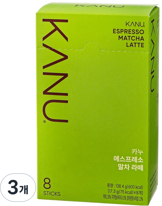 KANU 濃縮抹茶拿鐵, 17.3g, 8入, 3個