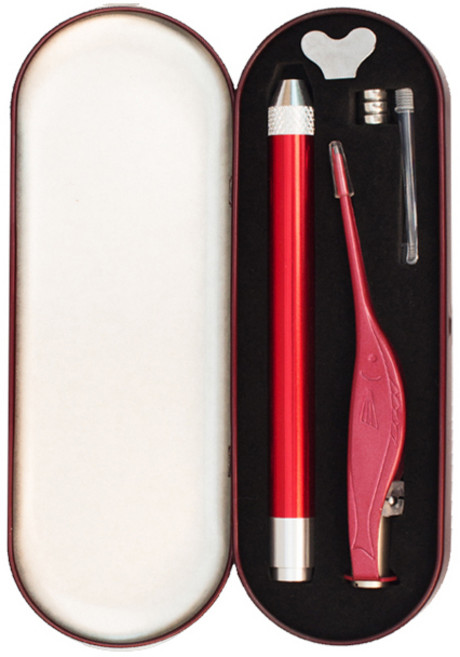 브리사 LED 라이트 귀이개 귀지제거 + 하드 케이스 세트 레드, 1세트