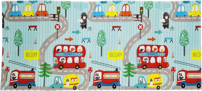 寶寶爬行墊, G 汽車 藍綠色 + 飛行鼠 白色