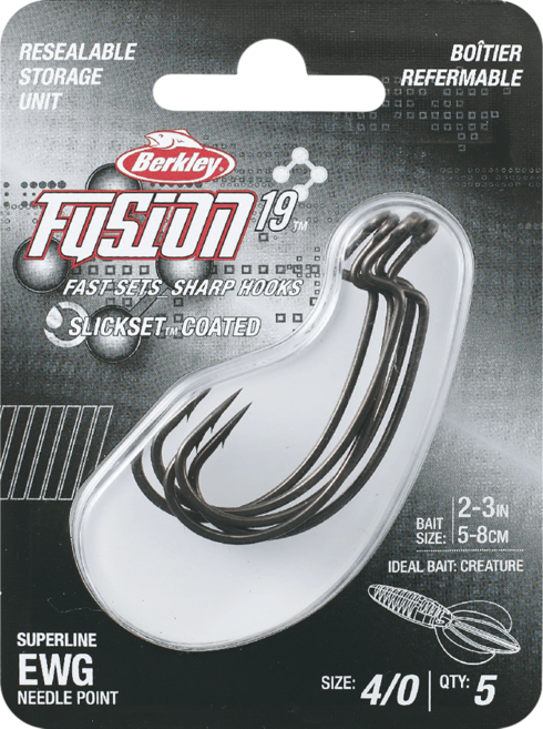 Berkley 貝克力 Fusion19 軟蟲鉤 曲柄鉤 窄腹 粗骨寬腹 FSN19SLEWG4/0, 5個, 1盒