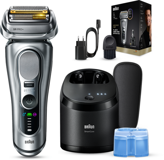 BRAUN 시리즈 9 PRO+ 울트라 씬 전기면도기, 9667cc, 실버