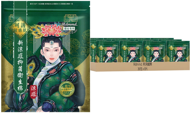 Mdmmd. 明洞國際 後宮涼感系列 新涼感抑菌衛生棉, 一般型(24.5cm), 8片, 36包