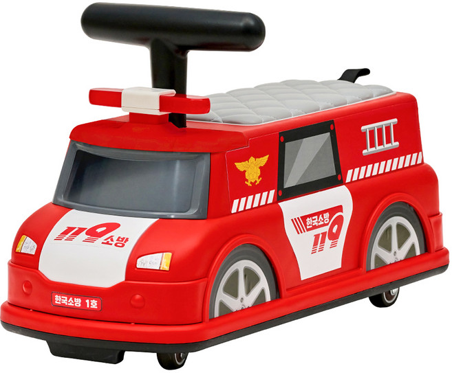 야야 유아용 무소음 3D 소방 롤링카, RED, 1개