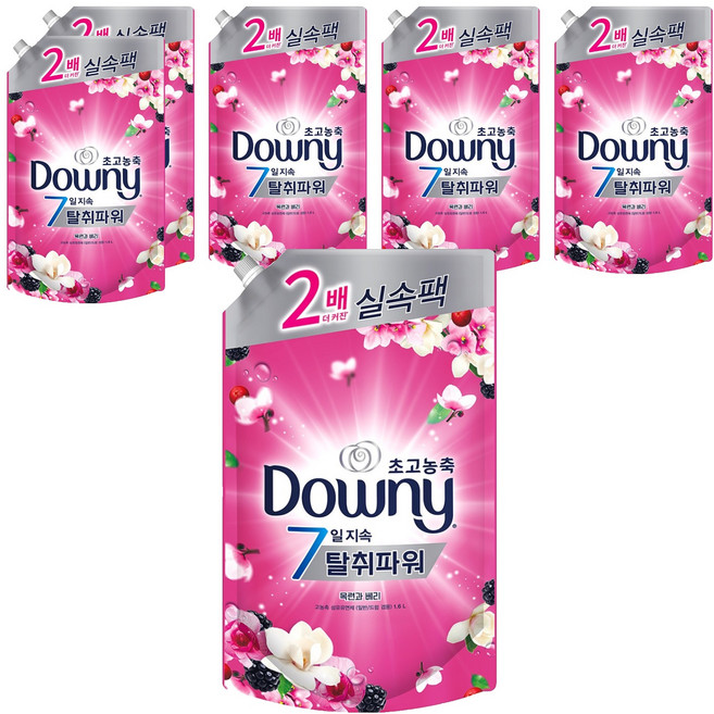 다우니 탈취파워 초고농축 섬유유연제 목련과베리 리필, 1.6L, 6개