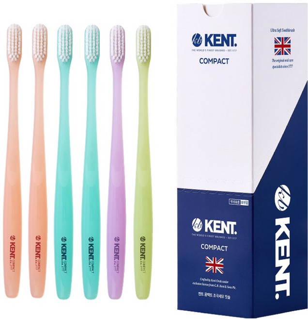 켄트 오리지날 콤팩트 초극세모 칫솔, 6개입, 1세트