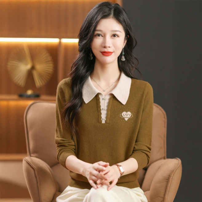 포플러앤씨 여성용 라이팡 카라 니트 P24WKN101023