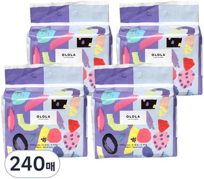 OLOLA 스킨핏 밴드형 기저귀, 소형(S), 240매
