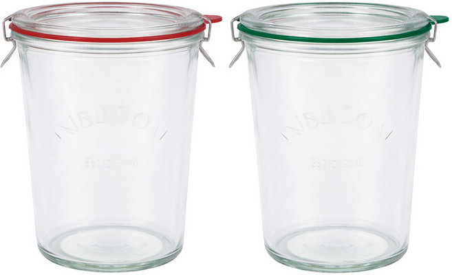 인블룸 아르떼 테이퍼드 유리용기 850ml 딥그린 + 딥레드 세트, 1세트