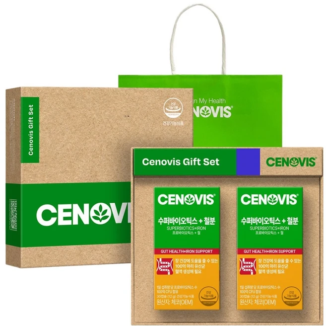 세노비스 수퍼바이오틱스 철분 + 쇼핑백 세트, 60정, 1세트 - 쿠팡