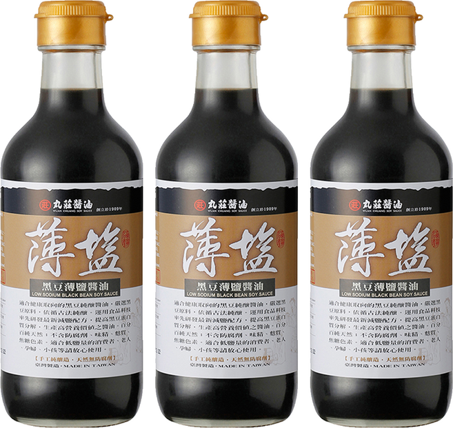 丸莊醬油 黑豆薄鹽醬油 180日天然發酵 不添加防腐劑, 300ml, 3瓶