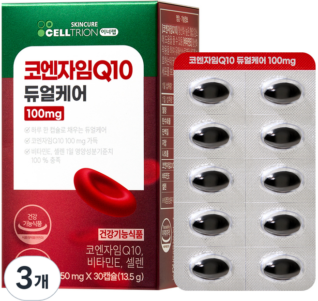 셀트리온 이너랩 코엔자임Q10 듀얼케어 100mg 13.5g, 30정, 3개