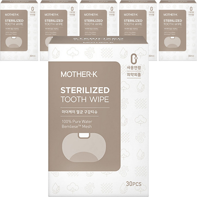 마더케이 멸균 구강티슈 30p, 120g, 30개입, 6개