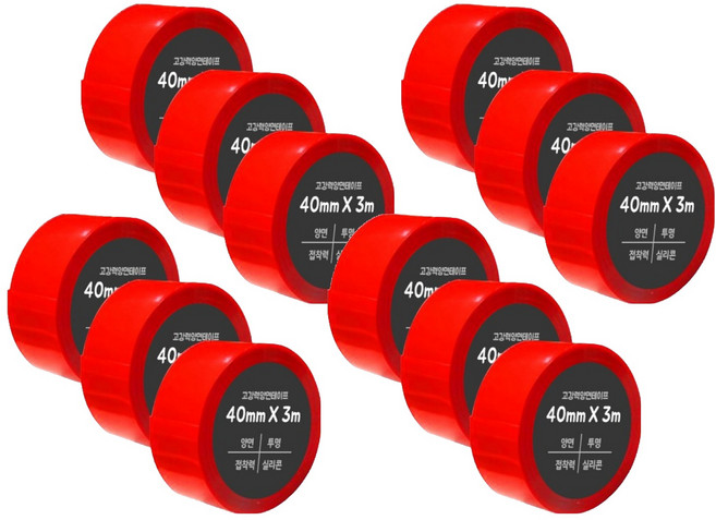 다다 초강력 실리콘 아크릴 폼 양면테이프 40mm x 3m, 12개
