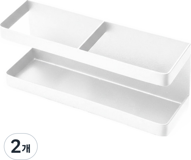 조인메이드 무타공 부착식 우산꽂이 현관 수납장 정리대, 화이트 글루형, 2개