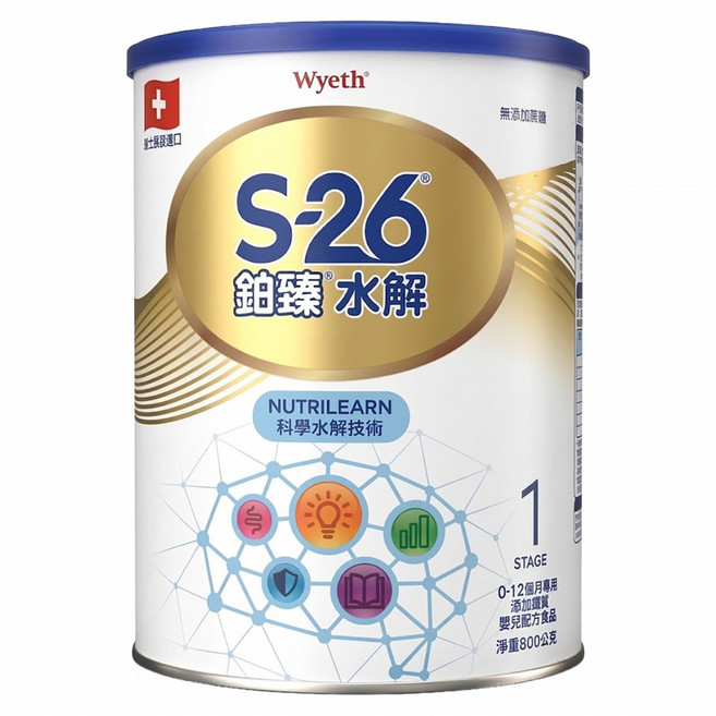 Wyeth 惠氏 S-26 鉑臻水解1號, 800g, 1罐, 1罐