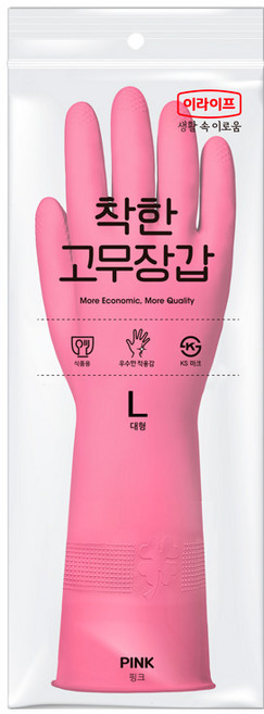 롯데이라이프 착한 고무장갑, 핑크, 대(L), 1세트