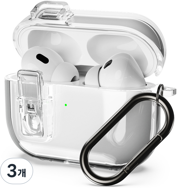 SINJIMORU 防變色 TPU 透明鎖扣 防丟失耳機保護殼, 3個, AirPods Pro 3, 透明