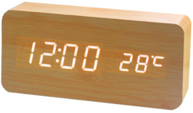 잇츠온 디지털 LED 무소음 탁상시계 중, 우드