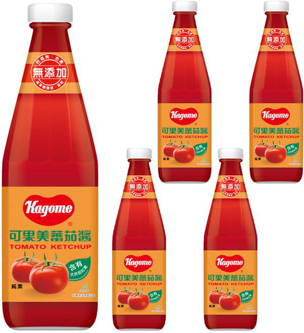KAGOME 可果美 蕃茄醬 玻璃罐, 700g, 5瓶