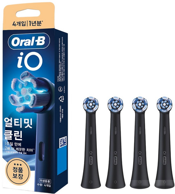 Oral-B 歐樂B iO UltimateClean 黑色電動牙刷替換刷頭, 4個, 單一商品