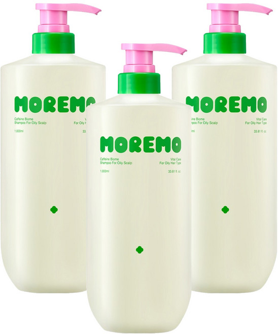 모레모 카페인 바이옴 지성용 샴푸, 1L, 3개