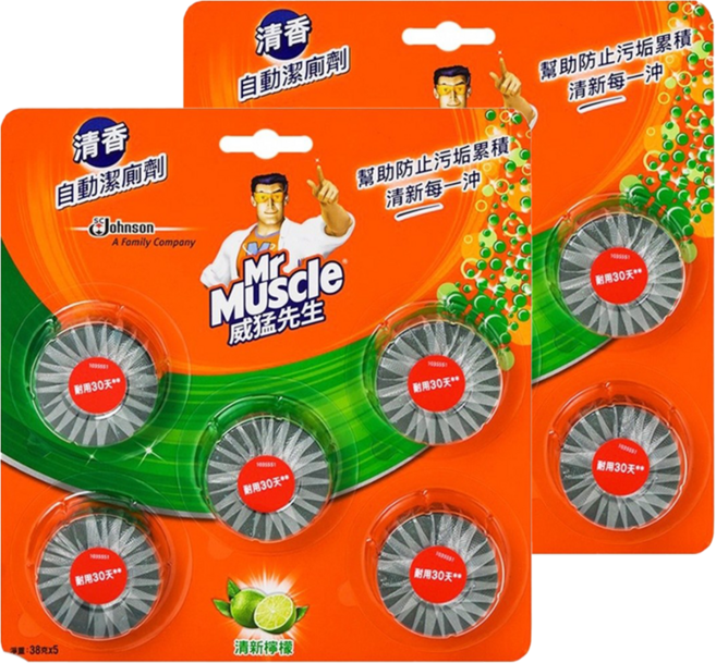 Mr Muscle 威猛先生 投入式自動潔廁劑 清新檸檬 5入, 190g, 2組