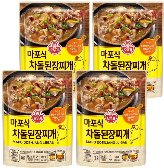 오뚜기 마포식 차돌된장찌개, 500g, 4개