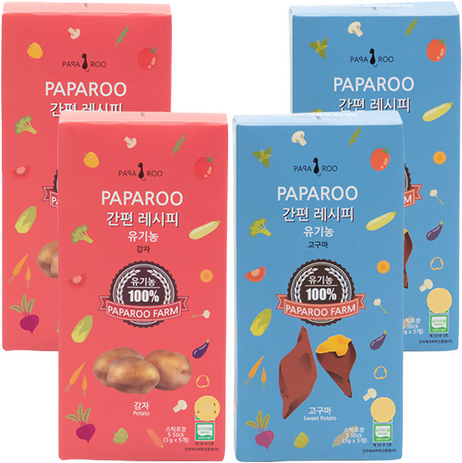 파파루 간편레시피 유기농 야채가루 분말이유식 고운입자 2종 세트, 감자, 고구마, 2세트, 15g