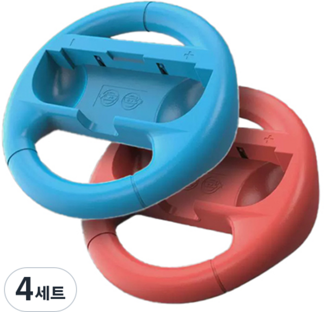 호후 레스 닌텐도 스위치 OLED 조이콘 레이싱 휠 핸들 그립 케이스 2종 세트, 네온블루, 네온레드, 4세트