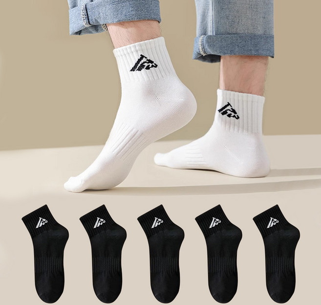 데이코지 데일리 중목 양말, 블랙, 5개