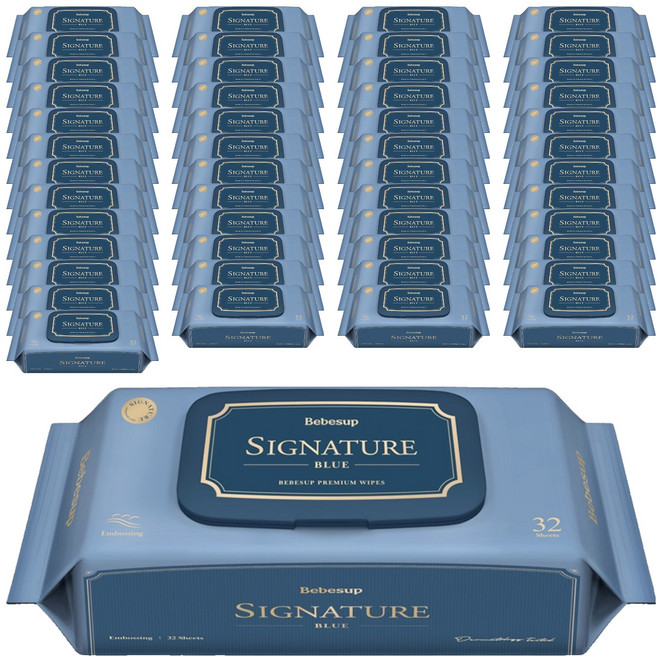 베베숲 시그니처 블루 유아물티슈 캡형, 75g, 32매, 60개