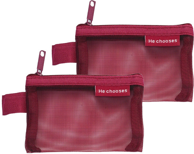 엘쏘 컬러메쉬 화장품 다용도 파우치 슬림사각형 2p