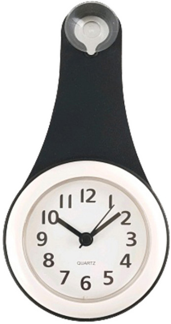 잇츠온 물방울 방수 욕실 시계 건전지 포함, 블랙