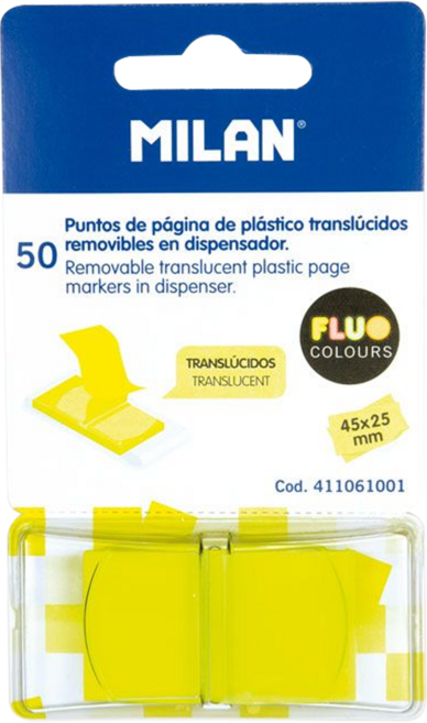 MILAN 抽取式標籤貼 螢光黃, 50張, 1組