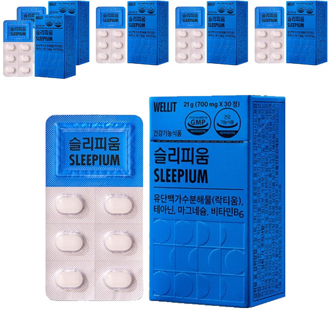 웰릿 정품 슬리피움 21g, 30정, 6개