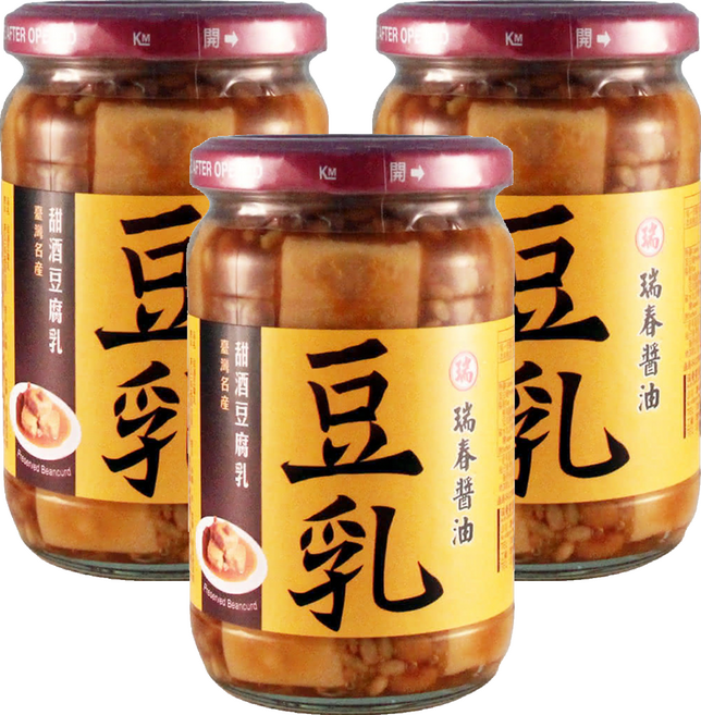 瑞春醬油 甜酒豆腐乳, 380g, 3罐