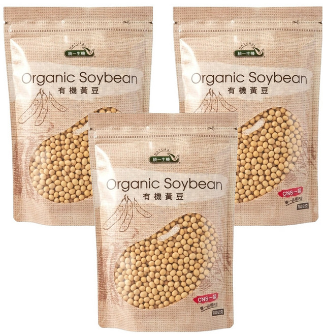 統一生機 有機黃豆, 750g, 3包