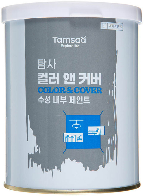 탐사 컬러 앤 커버 수성 페인트 화이트 실내벽면용, 900ml, 1개