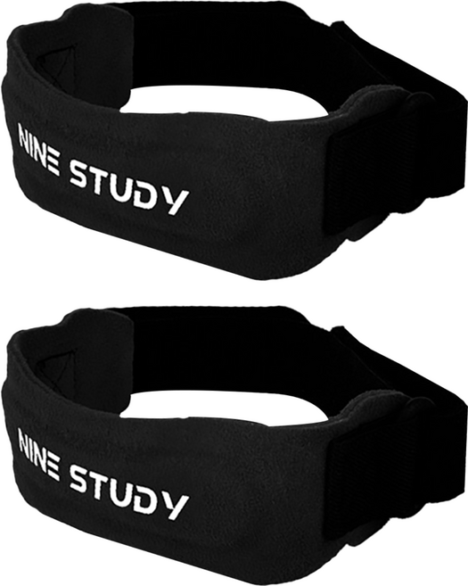 NINE STUDY 頂級皮革髕骨帶, 黑色, 2個