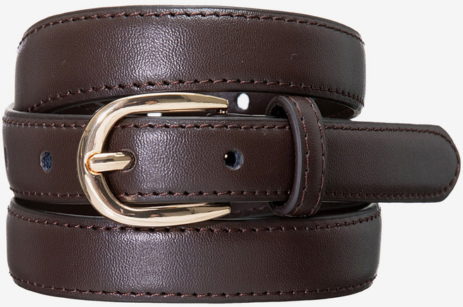 베이직하우스 여성용 소가죽 라운드 버클 슬림 벨트