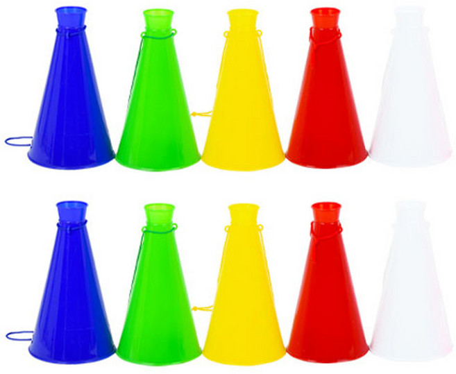 응원용 메가폰 소 5종 x 2p, 혼합색상, 10개