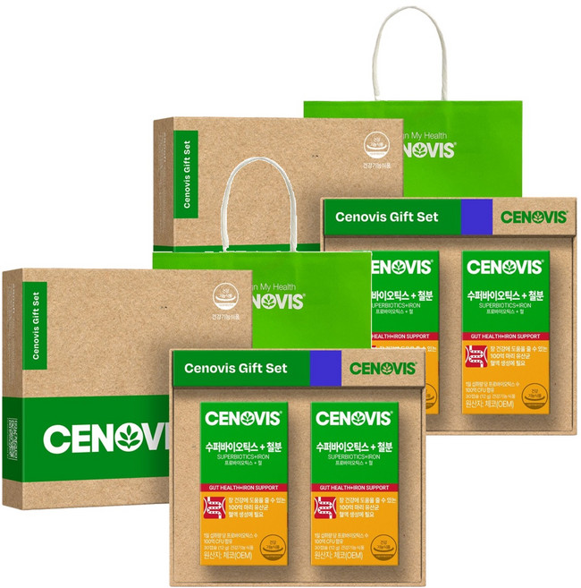 세노비스 수퍼바이오틱스 철분 + 쇼핑백 세트, 2세트, 60정