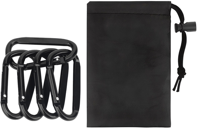 comet Outdoor 高強度鋁製D型扣5件組 + 收納袋, 黑色, 1組