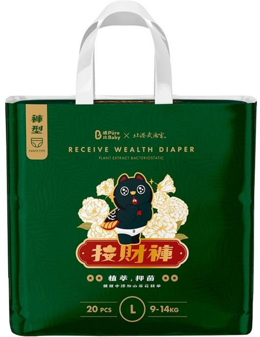 波比 PureBaby 植萃抑菌接財褲 褲型 9~14kg, L, 20片