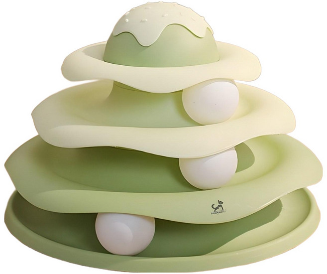 DING DONG PET 冰淇淋軌道球貓咪狩獵玩具, 1個, 綠色