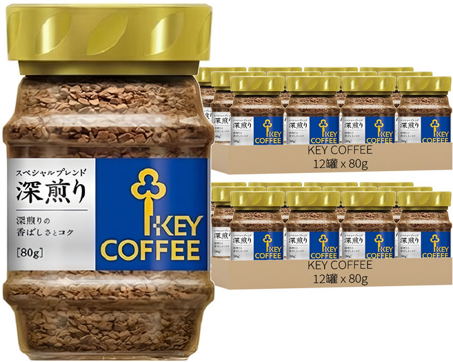 KEY COFFEE 即溶咖啡粉 深煎, 80g, 24罐