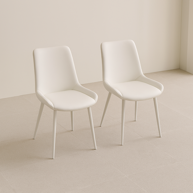 라로퍼니처 비비드 쿠션 식탁의자 2p 세트 방문설치, 화이트, 2개