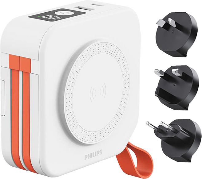 PHILIPS 飛利浦 十合一行動電源 原廠保固 附轉接頭 3個, DLP4347C, 白色