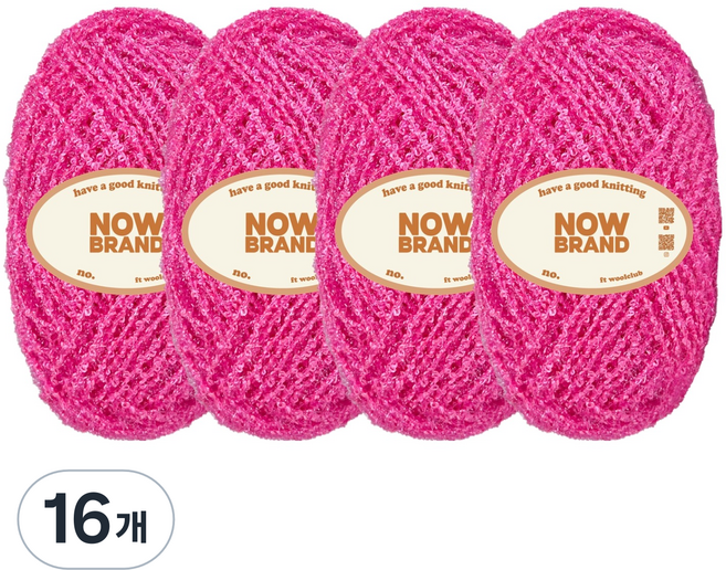 울클럽 NOWBRAND 초보자용 두꺼운 수세미실 80g, 725 네온라즈베리, 16개